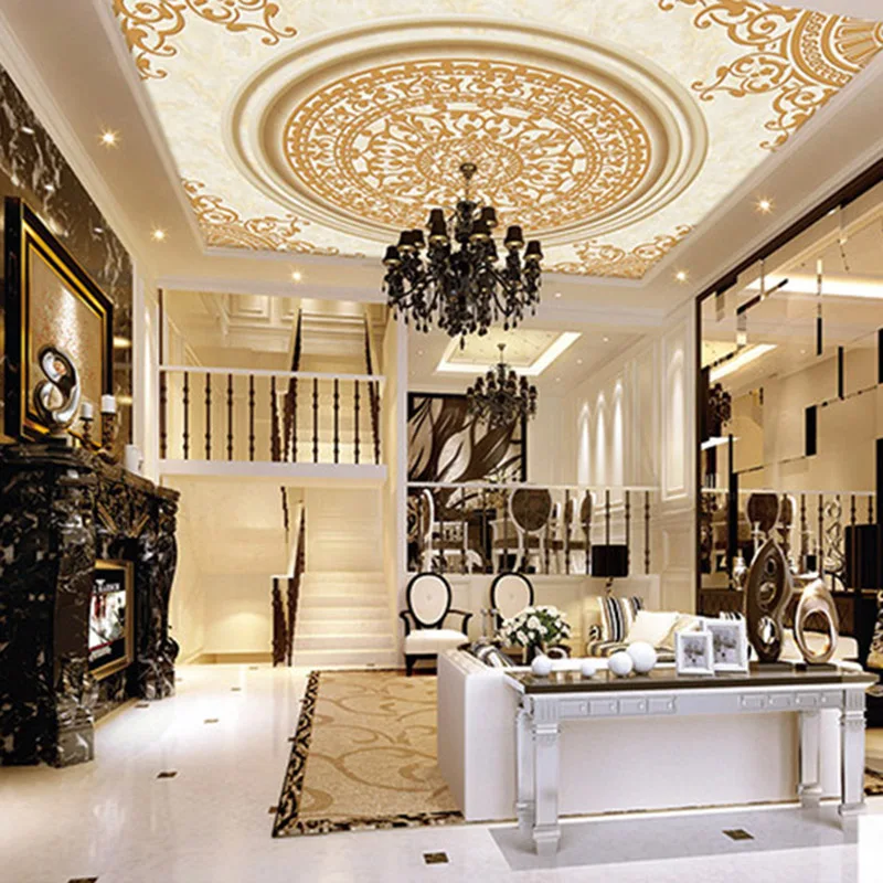 

QINGCHUN Custom Print 3D Fabric &Textile Wallcoverings For Walls Cloth Ceiling Matt Silk For Living Room Europea Golden Flower