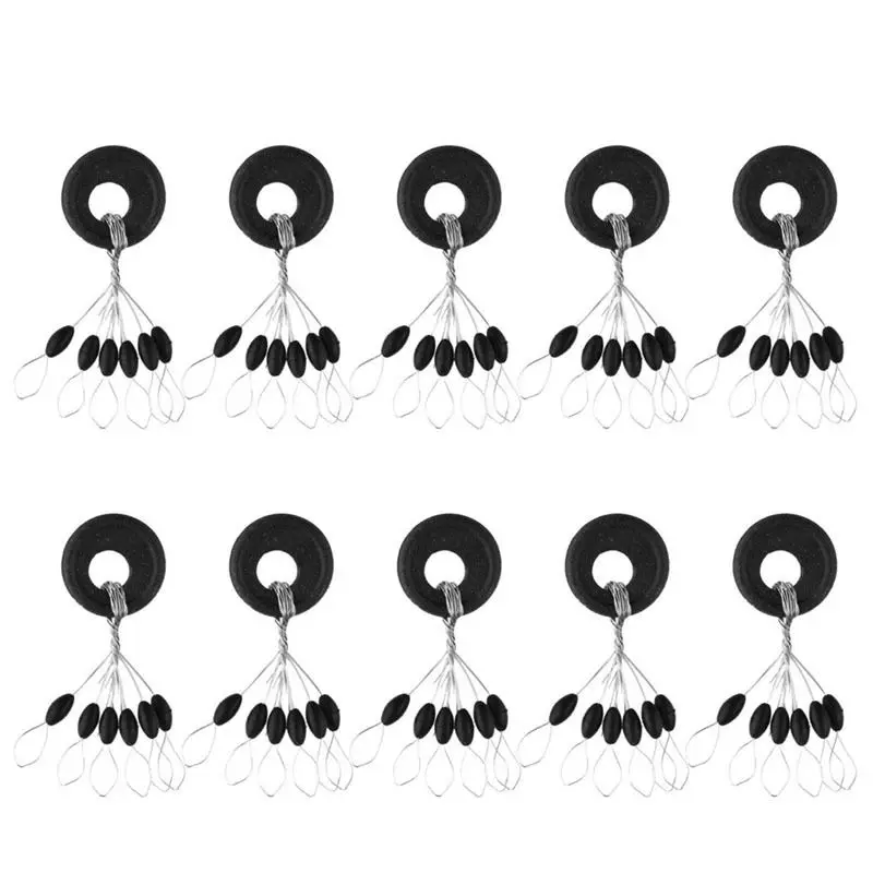 حار 10 قطعة/المجموعة 6 في 1 المطاط الأسود البيضاوي سدادة الصيد بوبر تعويم الاكسسوارات