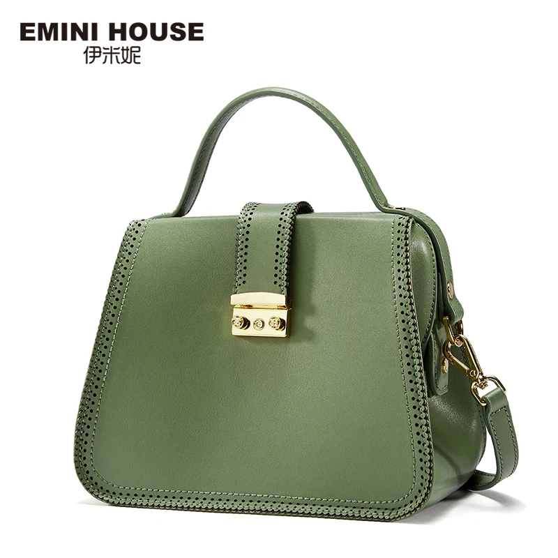 

EMINI HOUSE Fashion Bow Tie Doctor Bag Padlock Handbag Split Leather Women Messenger Bags Women Leather Handbags Shoulder Bags