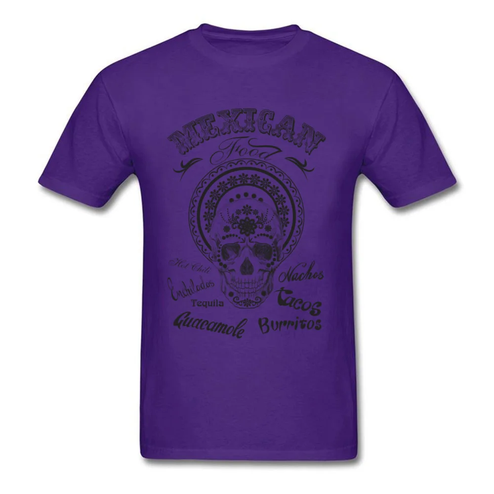 Mexican skull Tops Shirts High Quality O-Neck Summer Short Sleeve 100% Cotton Men's T-shirts 3D Printed Tee Shirt Mexican skull purple