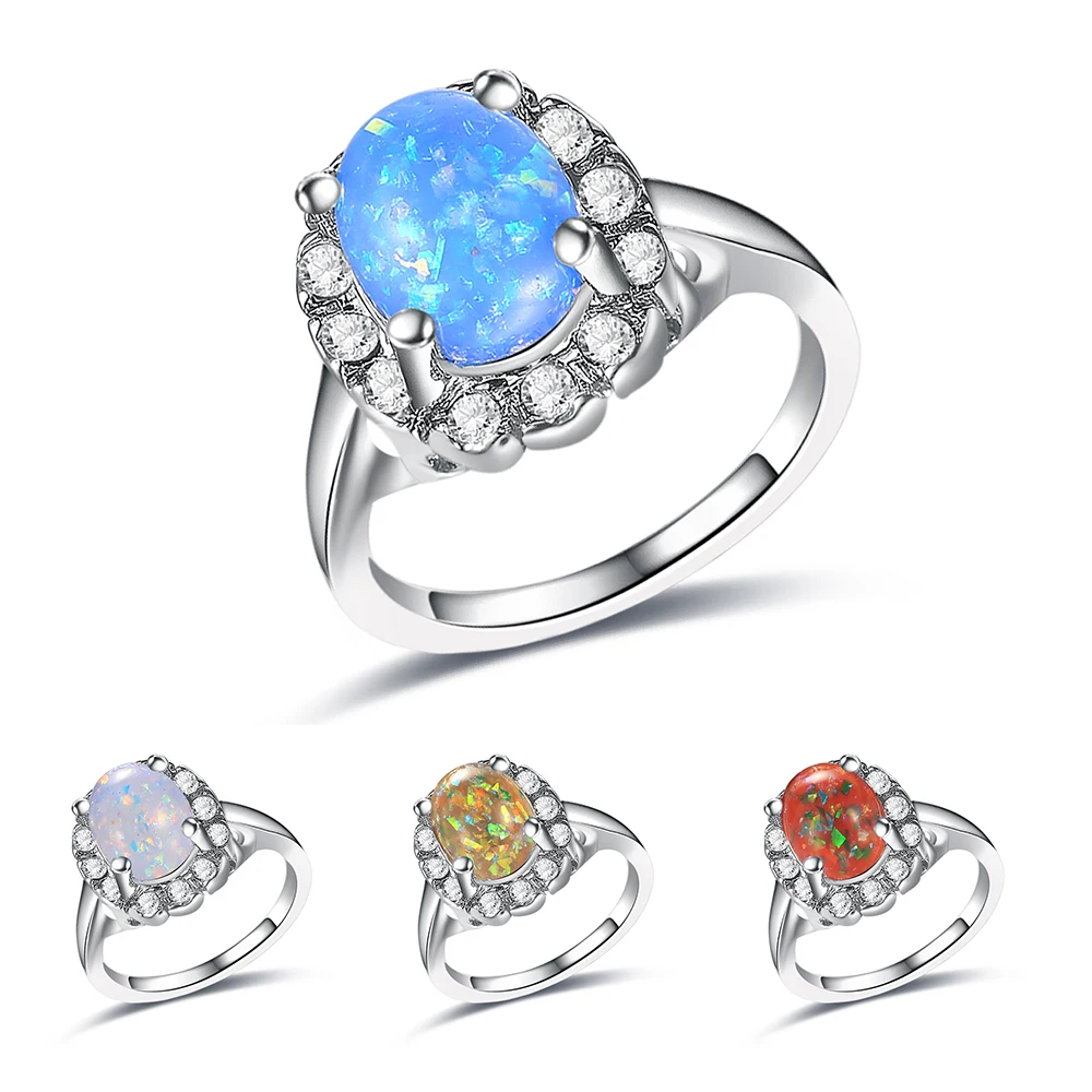 Unique Women Blue/Yellow/Red/White Fire Opal Stone Ring ...