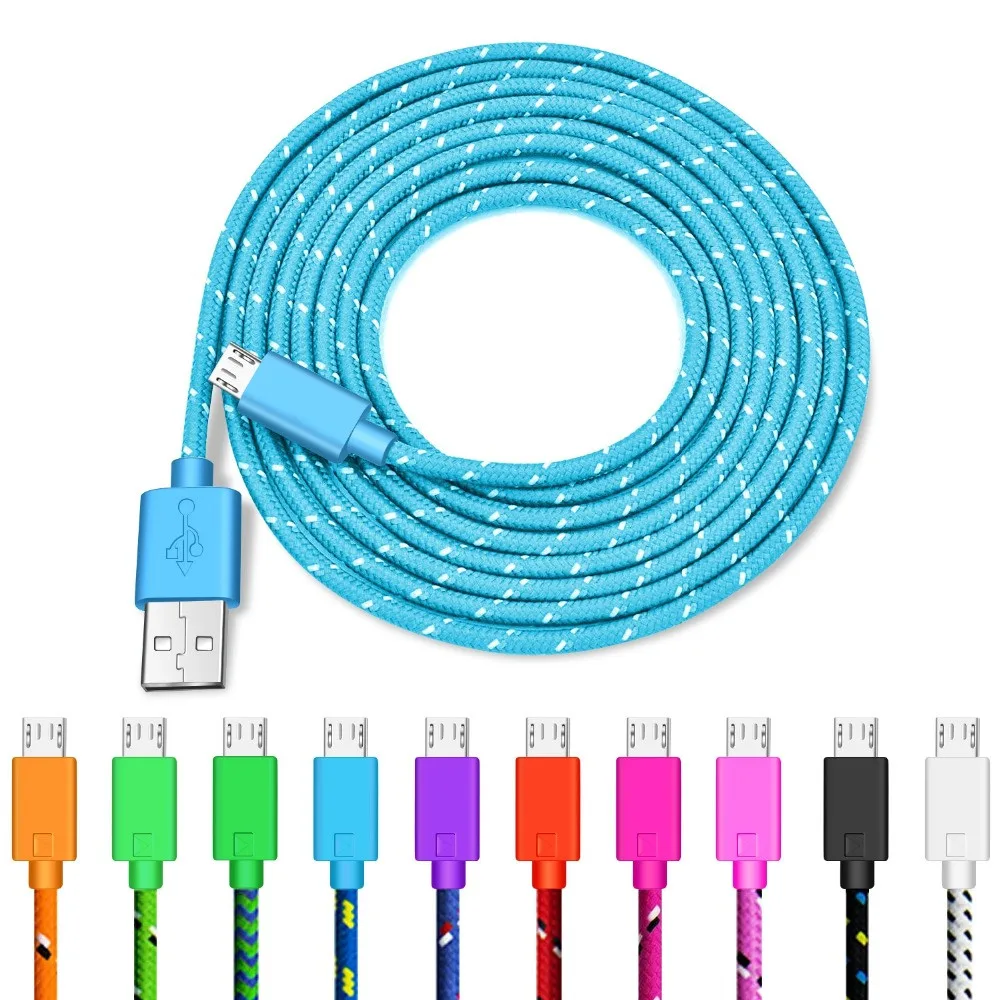 Кабель Micro USB 1 м 2 3 нейлоновый кабель для быстрой зарядки Samsung Huawei Xiaomi Android