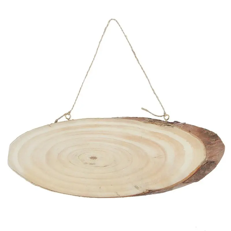 2 шт. незавершенный овальный деревянный брелок диск натуральный бревно деревянные части с веревкой для ремесел центральный DIY украшения A3