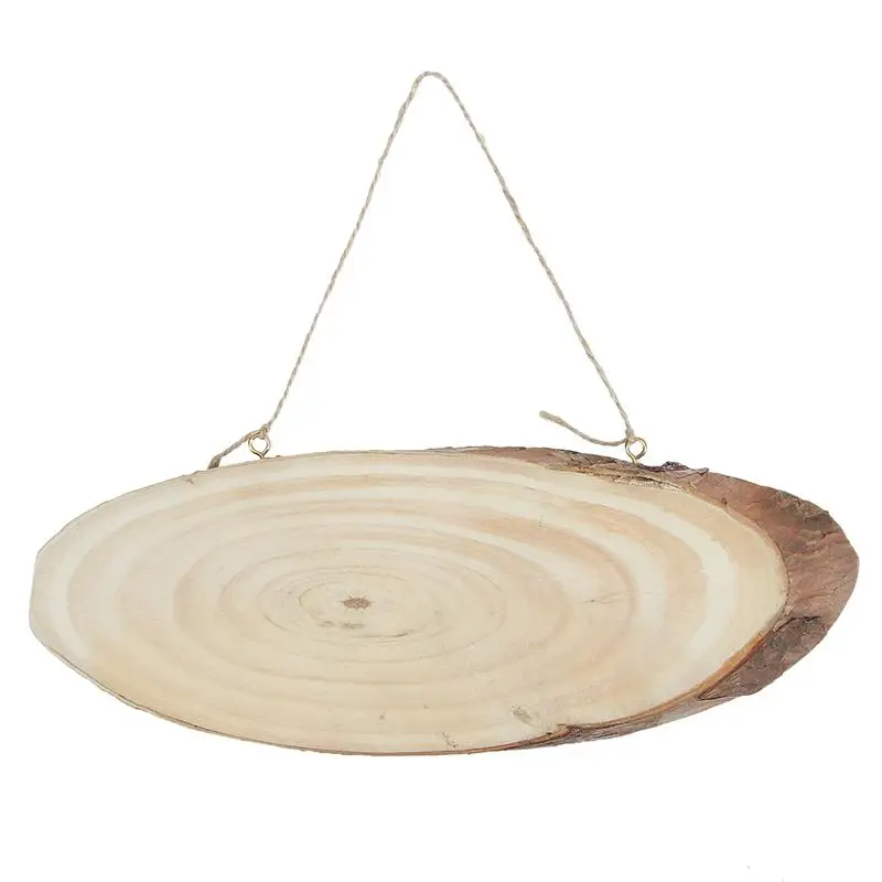 

2Pcs Unfinished Oval Blank Wooden Disc Natural Tree Log Wood Pieces With Rope For Crafts Centerpieces DIY Decoration A3