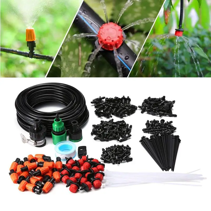 

Micro-Flow Drip Watering Irrigation Adjustable Misting Kits System Self Plant Garden Hose Automatic Watering Kits (15m pro)