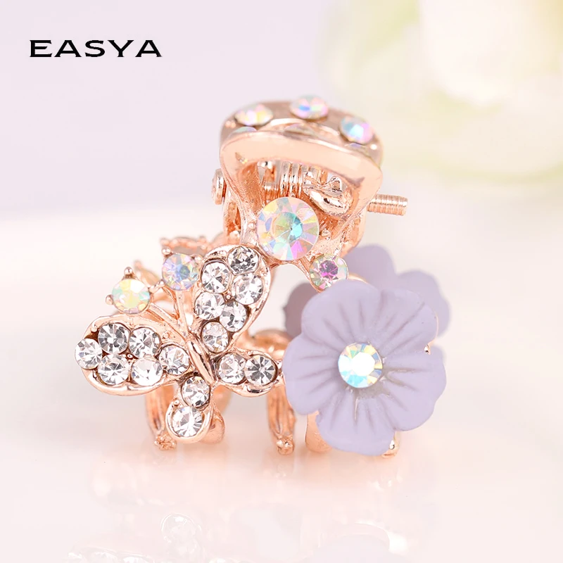

EASYA Minimalist Flower Hair Crab Claw Sparkling Fashion Rhinestone Butterfly Flower Hair Accessories Hair Clips For Women Girls