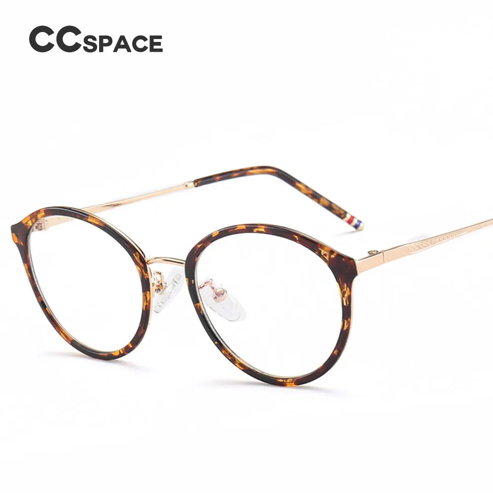 CCSPACE металлические круглые очки, оправа для мужчин и женщин, брендовые дизайнерские оптические модные очки, анти-Blu-ray компьютерные очки 45457