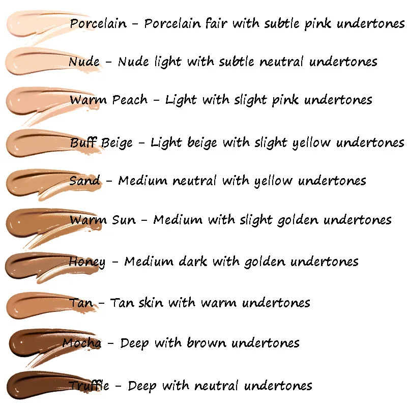 Phoera Foundation Color Chart