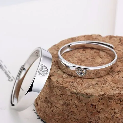 Романтическое классическое 925 пробы Серебряное Африканское Кристальный, сердце, кольцо, элегантное простое обручальное кольцо Bijoux для женщин мужчин влюбленных