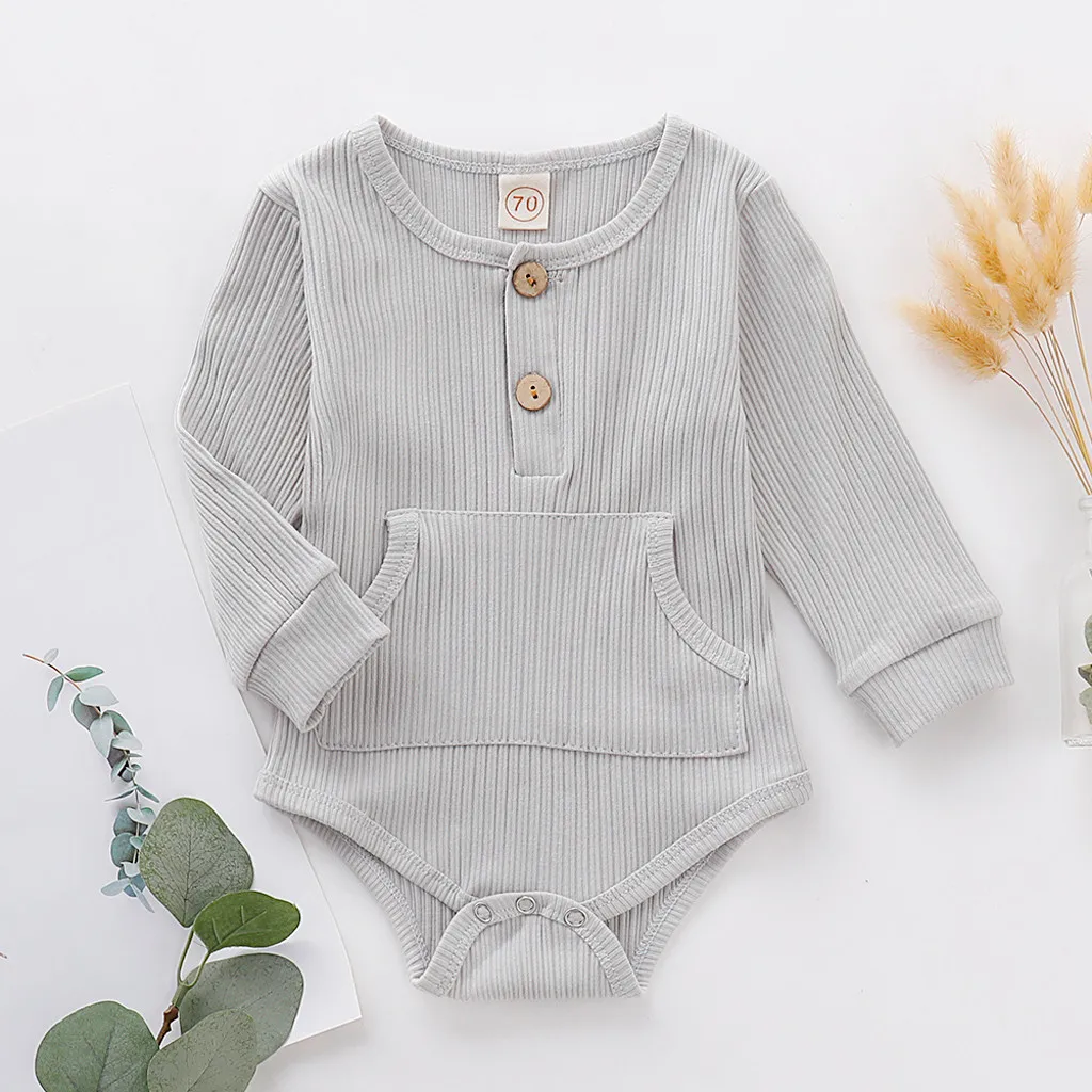 Fashion Toddler Baby Kids Girls Boys Long Sleeve Solid Romper Casual Clothes baby rompers winter newborn pajamas roupas de News