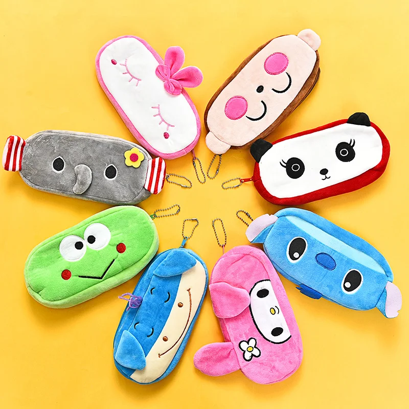 Cute Animal Modelling Flannelette Pencil Bag Creative Cartoon High