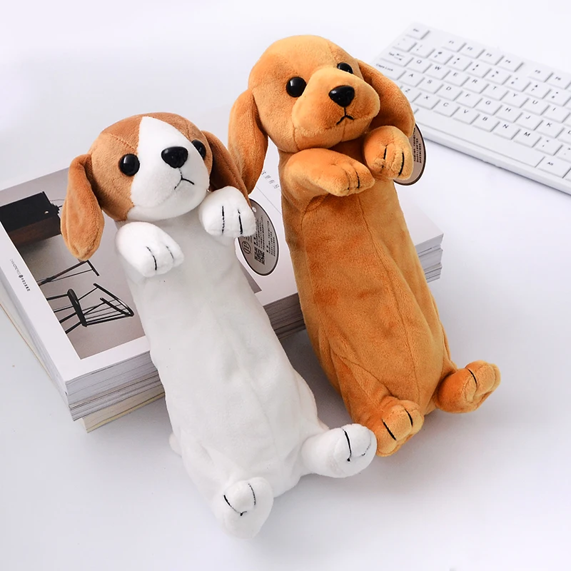 Мультяшный плюшевый чехол для карандашей детей Kawaii плюшевая собака школьные