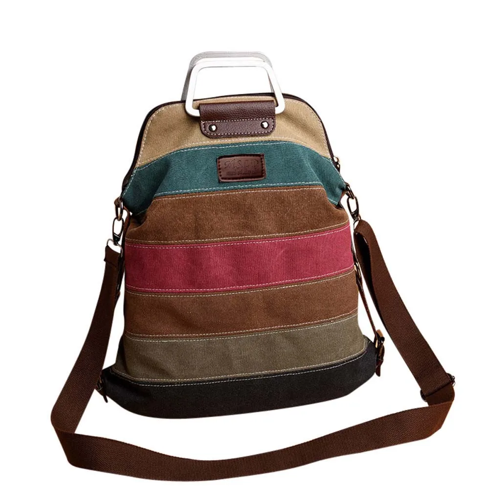 

Europe and the United States wind lady bag canvas breathable color strip shoulder bag stitching square bag Dropship Y509