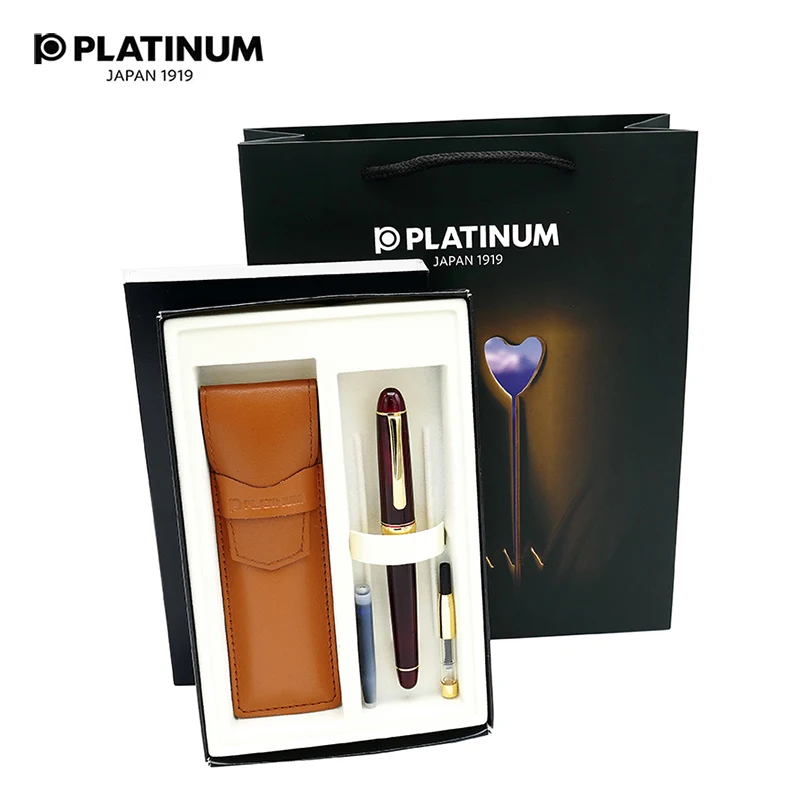 Перьевая ручка Platinum Япония 3776 century 14k с золотым наконечником кожаная