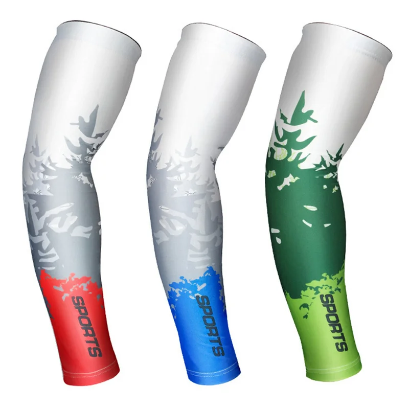 Ice Fabric Breathable UV Protection Running Arm Sleeves Fitness Basketball Elbow Pad Sport Cycling Outdoor Arm Warmers