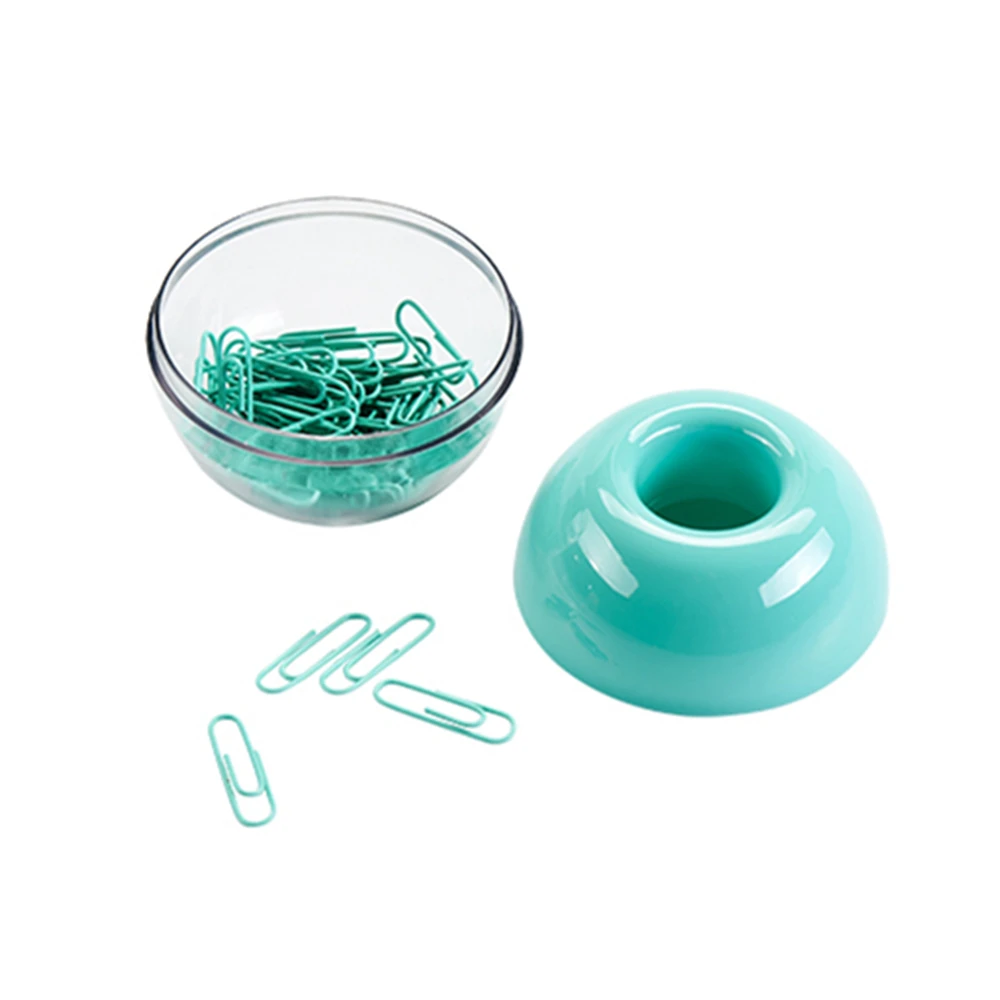 mint green paper clips dispenser magnet lid paper clip holder