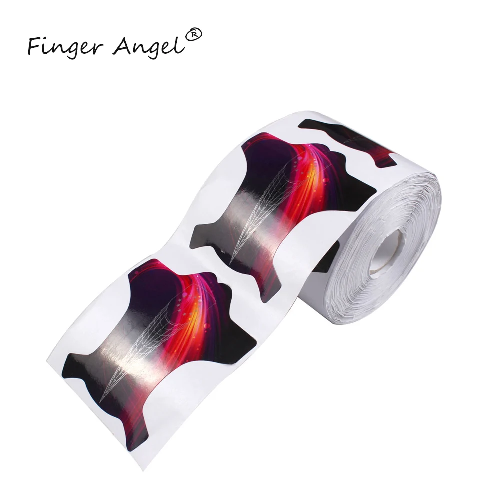 Finger Angel 50/100/500 шт. формы ногтей советы нейл-арта набор инструментов для самостоятельного Бумага кривой Гель-лак для ногтей УФ расширение французский XL Маникюр форма W010