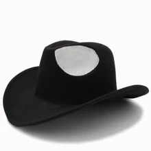 Ручная роспись мужской шерстяной полый западная ковбойская шляпа с откатными полями черный инопланетянин Sombrero Hombre Fedora cap размер 56-58 см