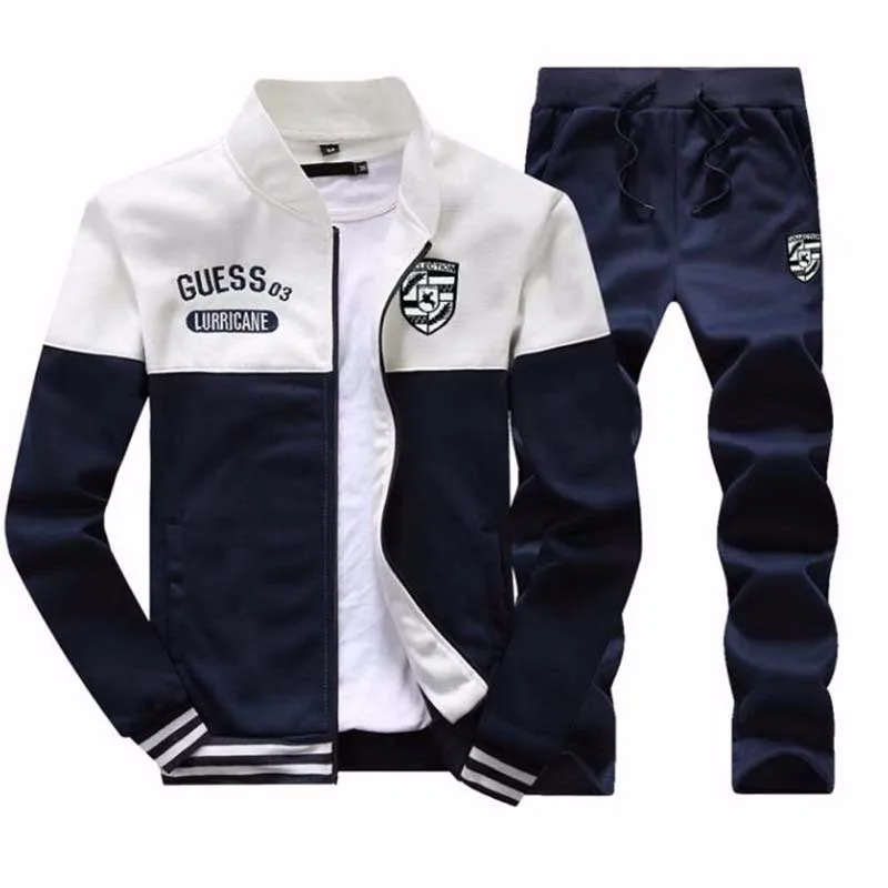

YWSRLM Tracksuit Men 2018 Spring Splice Designer Mens sets Casual Slim Hoodie Sportswear Jacket+Pants