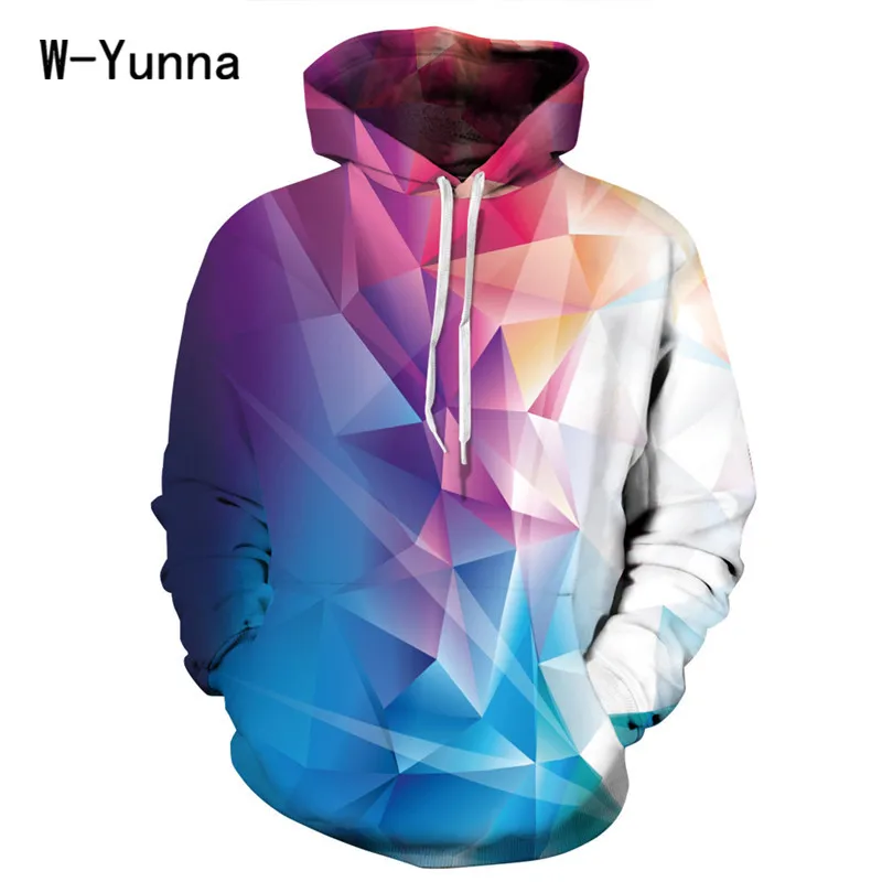 Color Block 3D Print Sweatshirt Women Unisex Hoody With