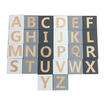 

ABLA Wood Alphabet Number Blocks Set Kids Natural Wood Letter Building Blocks Craft Early Learning Educational Toys Baby Room