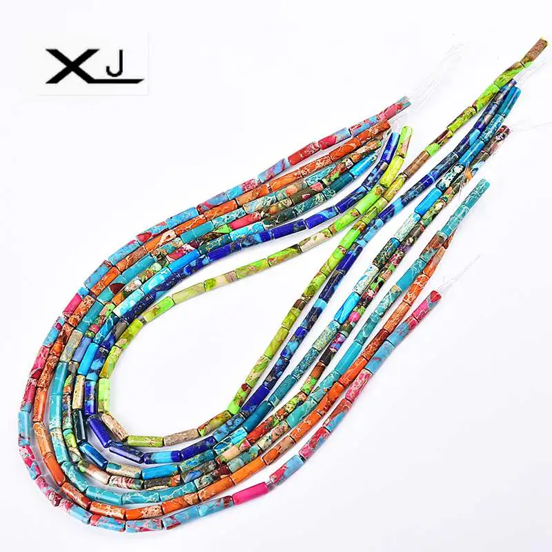 

Free Shippig Natural Imperial Jaspers Spacer cylindrical Beads 38cm a Strand 4mmx13mm Beads For Jewelry Making DIY Bracelet
