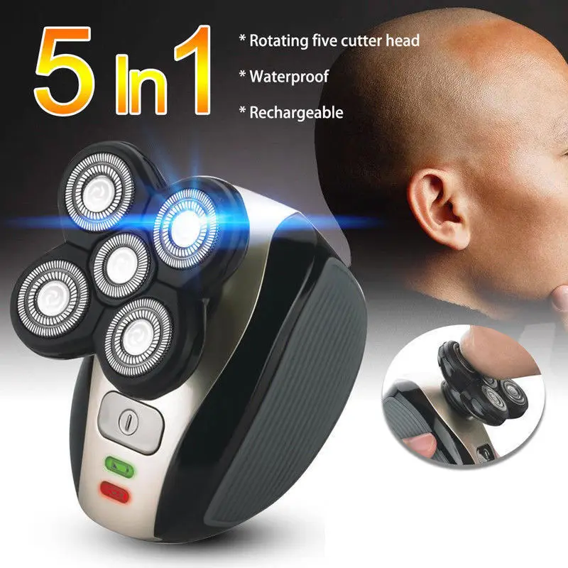 

NEW 5 in 1 Multifunction Electric Head Shaver Men's Razor Cordless Hair Clipper Trimmer 4D Rechargeable Bald Head Shaver