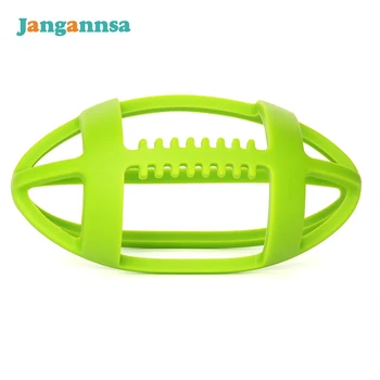 

Safety Baby Teether Food Grade Silicone Bite Toys Hollow Out Rugby Teether For Boys Girls Fashion Soft Elastic Baby Chew Stick
