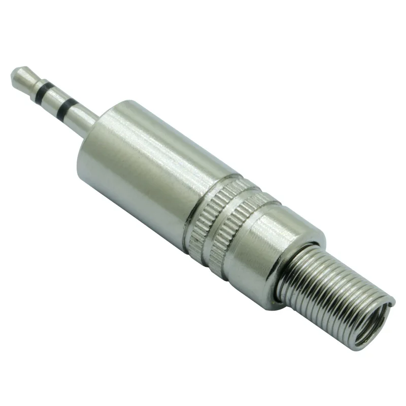 100pcs Metal 2 5MM Stereo Connector with Spring 2 5mm 3 Poles Stereo Male Plug Soldering Audio Stereo Headphone Cable Adapter