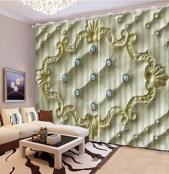 

soft curtains beige curtain Luxury Blackout 3D Window Curtains For Living Room Bedroom Customized size