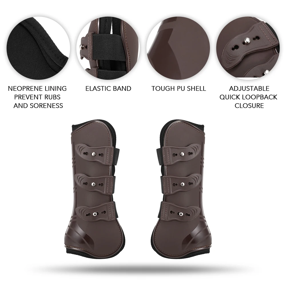 Front Hind Leg Boots Adjustable Horse Leg Boots Equine Front Hind Leg Guard Equestrian Tendon Protection Horse Hock Brace 5