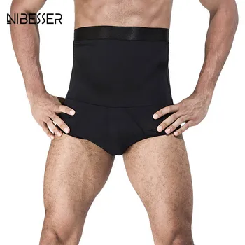 

NIBESSER Male Solid Underwear Briefs Men's Tummy Shapewear Brief Double Layer High Waist Control Panties Body Shaper