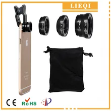 LIEQI 4 in1 Universal Clip on Lens 0.65X Wide Angle +CPL Polarizer + Fisheye Lens+Macro for iPad iPhone 6 6S Plus 5S Samsung HTC