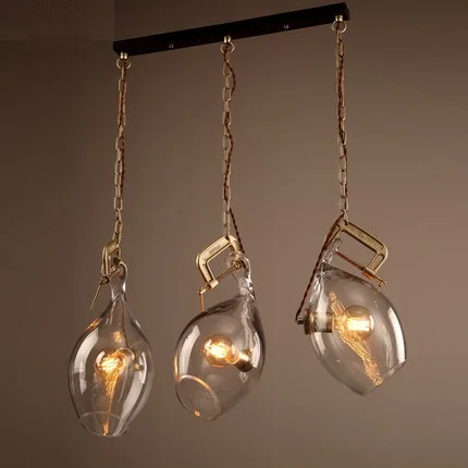 Лофт стиль Железный стеклянный винтажный подвесной светильник Edison промышленный светильник для столовой Бар Висячие Droplight освещение в