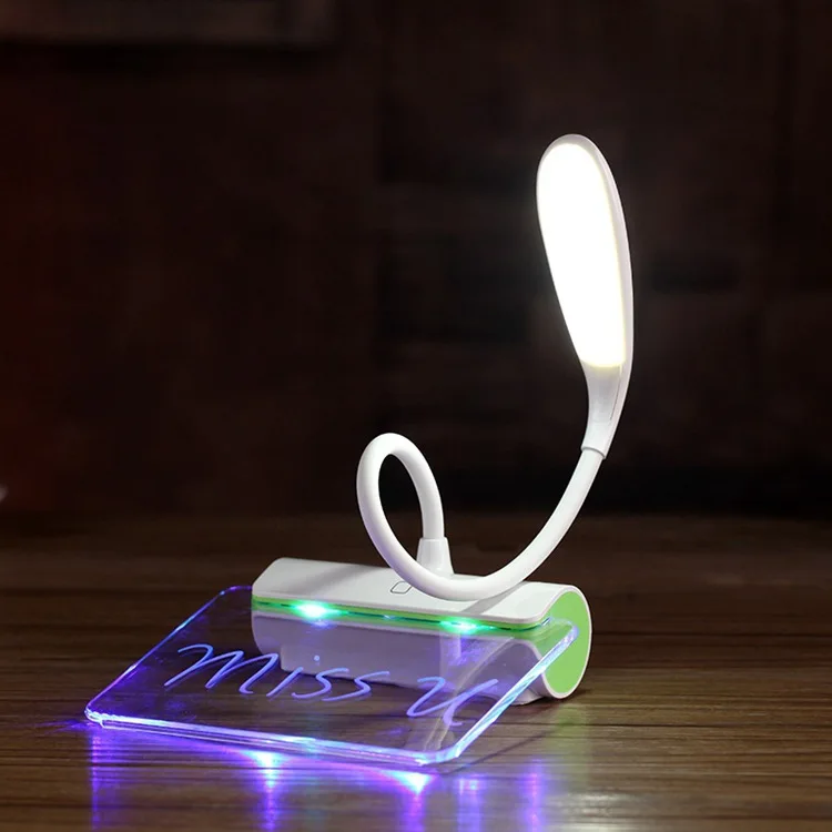 USB перезаряжаемая Настольная лампа с 3 режимами затемнения светодиодный настольная лампа с сенсорным выключателем защита для глаз светильник для чтения лампа для слов с доской для сообщений - Цвет корпуса: Зеленый