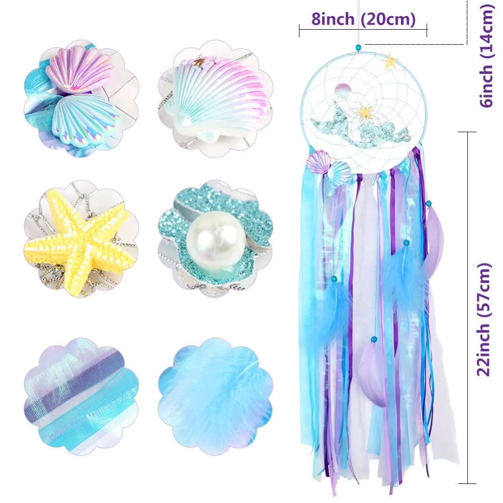 OurWarm Under The Sea вечерние украшения Русалка Dream Catcher Baby Shower Русалка тематические вечеринки синий колокольчиков дома Настенный декор