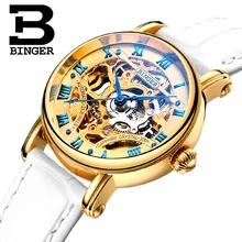 Switzerland luxury Women’s watches BINGER brand Hollow Out Mechanical Wristwatches sapphire full stainless steel B-5066L4