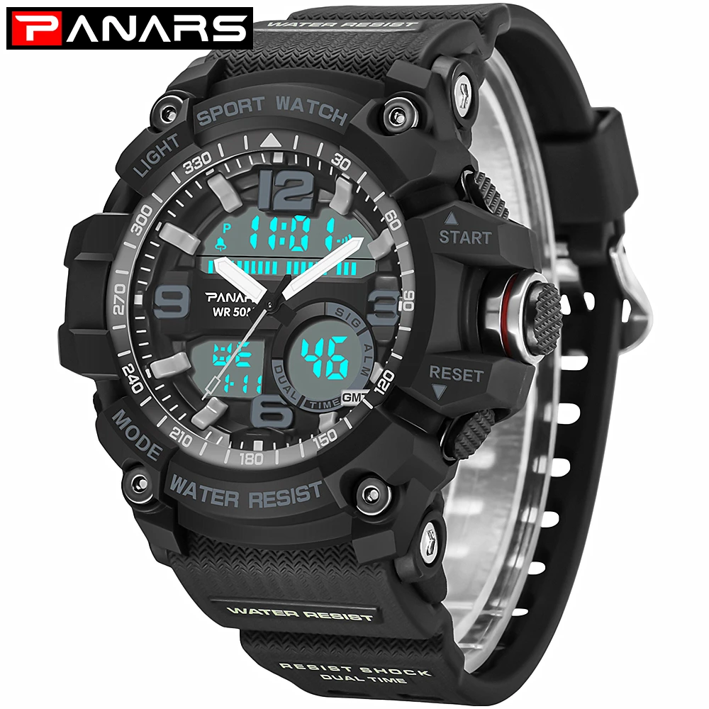 

Men Military Watch 50m Waterproof Wristwatch LED Quartz Clock PANARS Sport Watch Male relogios masculino Sport S Shock Watch Men