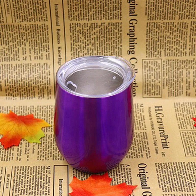 12oz stainless steel stemless wine glass tumbler with lid 304 stainless