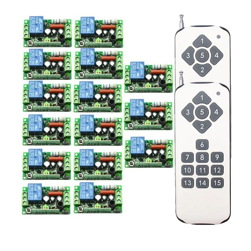 

AC220V 1CH 10A RF Wireless Remote Control Switch System teleswitch 15 x transmitter & receiver relay Receiver Smart Home Switch