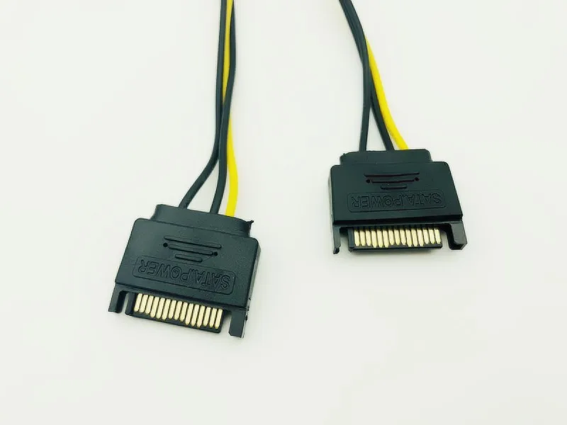 Dual 15Pin SATA Male to 6pin PCI-E PCIe PCI Express Graphics Video Display Card Dual SATA to 6pin Power Cable for ETH BTC Mining