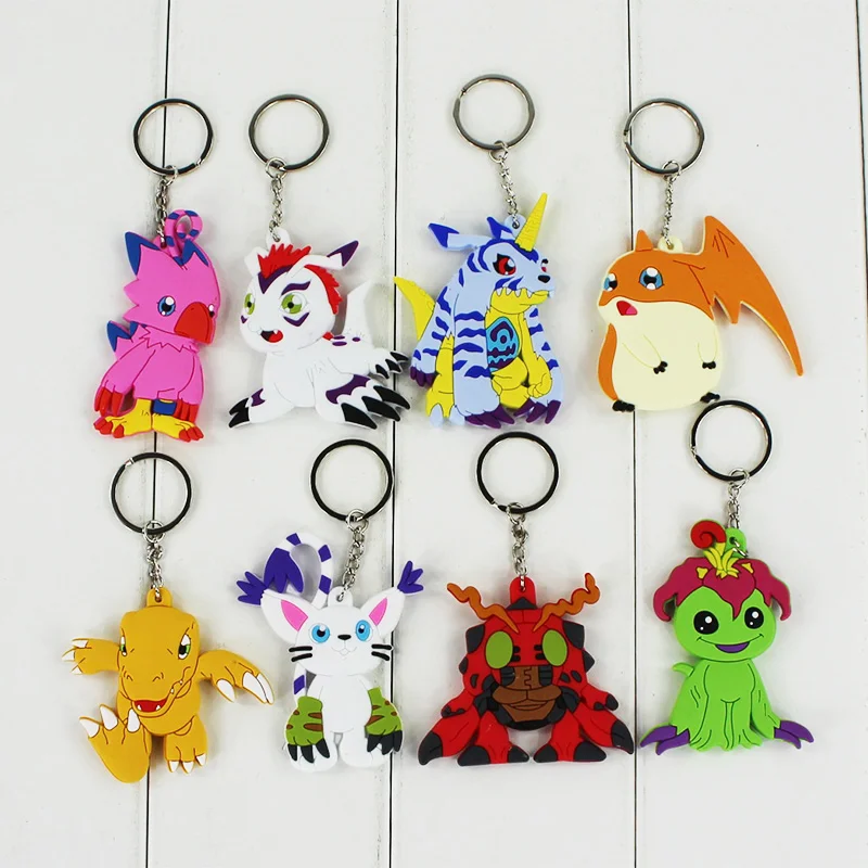 Брелок с подвеской Digimon Adventure 8 шт./лот Agumon Gabumon Patamon Tailmon Gomamon Piyomon PVC|digimon adventure|digimon
