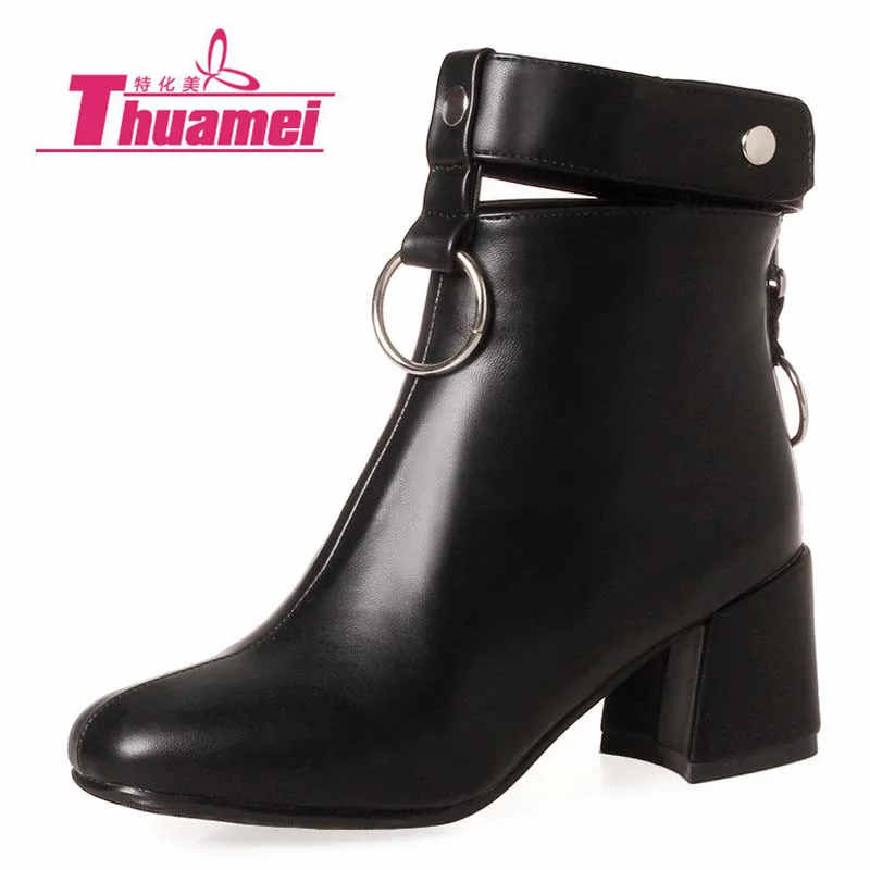 

6cm high heels sexy motorcycle platform women boots snow women's fashion ankle autumn boots shoes woman botas grey #Y0621350F