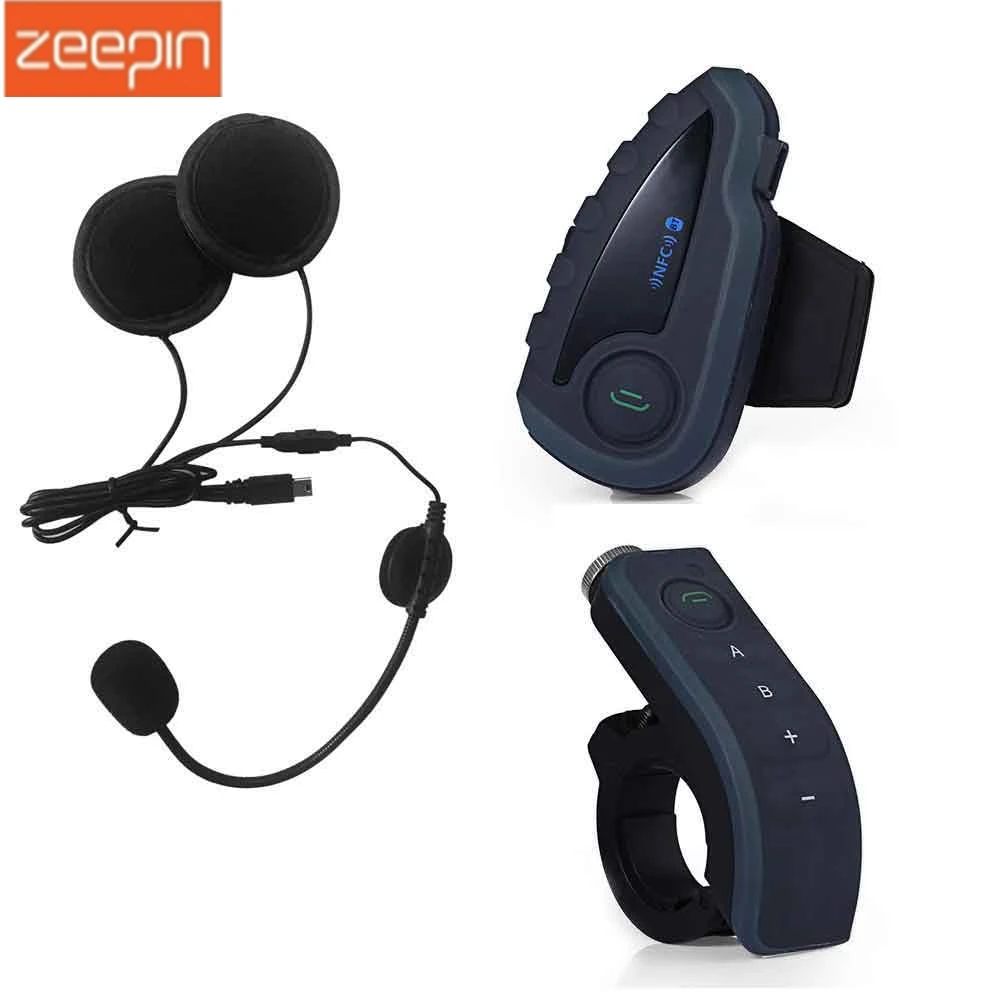 

Motorcycle Bluetooth Helmet Headset Interphone Intercom Distance 1200m Wireless 5 Riders Handsfree Headphone with Remote Control