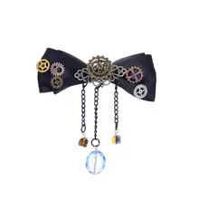 Мода 1 шт. Панк ювелирные изделия шестерни заколки для волос длинные кисточки аксессуары для волос черный бант хрустальные шпильки для волос для женщин девочек