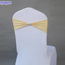 Цвета шампанского Подвязка из спандекса для стула ленты для свадебных стульев с блестящими пряжка на ремешке в середине лайкра стрейч свадьба стул створки