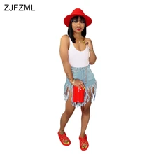 Большие размеры, летние джинсовые шорты с кисточками, женские синие вечерние джинсовые шорты с высокой талией для ночного клуба, винтажные женские джинсовые шорты с эффектом пуш-ап, байкерские шорты