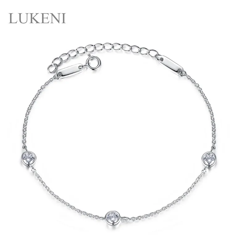 Lukeni Новое поступление Элегантные S925 серебро инкрустация Циркон геометрический Талисманы браслет для Для женщин Мода браслет ювелирные изделия