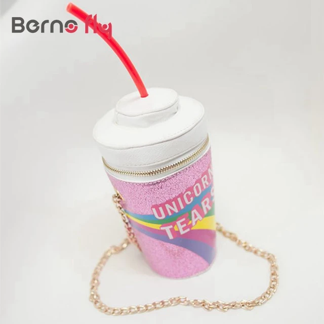 Top Quality Pu Leather Chain Bag Skinny Dip Unicorn Tears Women Top Quality Pu Leather Chain Bag Skinny Dip Unicorn Tears Women Personalized Drink Soda Bottle