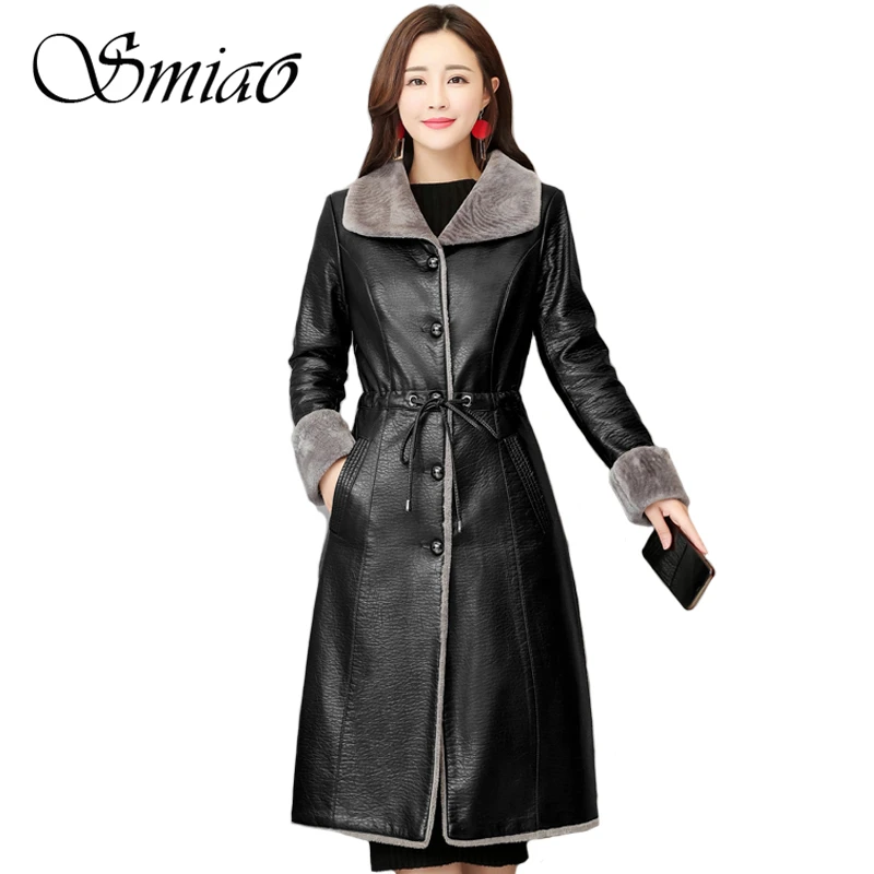 2018 Fashion Women Sheepskin Leather Jacket Winter Autumn